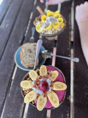 Tropical (back) bowl, banana bread and the bowl with passion fruit   at SHAKA - Siargao in Siargao