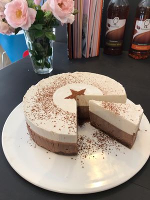 Vegan Chai flavoured Cashew Cheesecake.  at Bailgate Deli in Lincoln