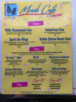 Menu July 2019 at Morels Cafe in Louisville