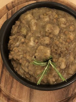 Buckwheat gnocchi with lentil pure  at ErbOsteria in Trieste
