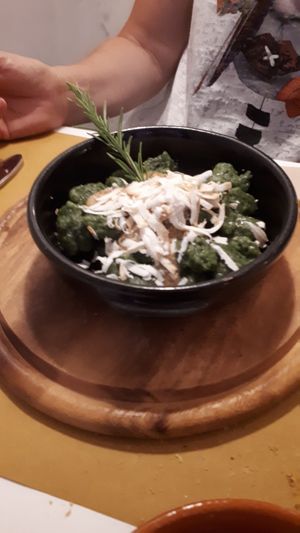 gnocchi alle erbe con ricotta affumicata e pesto di mandorle at ErbOsteria in Trieste