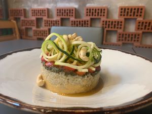 Quinoa and cashew salad, delicious! at Siete Semillas in Malaga