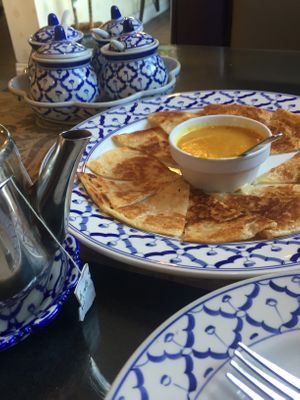 Beautiful interior and china. We asked for the side hot sauce tray. at Sawasdee Thai Cuisine in Ventura