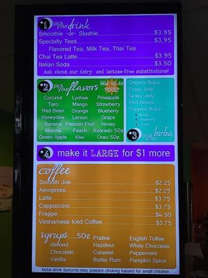 Drinks Menu at Cafe Boba in Kentwood