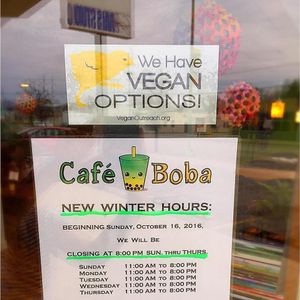 entrance window at Cafe Boba in Kentwood