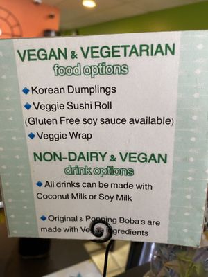 Food options at Cafe Boba in Kentwood