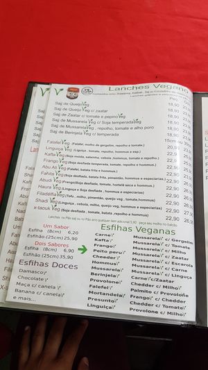 Menu at Abudi in Sao Paulo