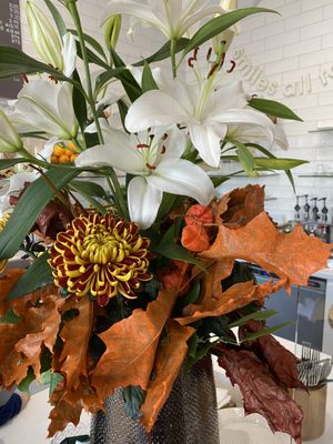 Gorgeous flowers on display - not for eating, thank you! at Eliane in Sunningdale