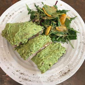 A generous portion of avocado on toast  at Eliane in Sunningdale