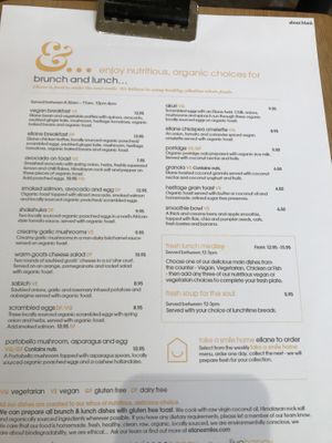 Vegan friendly menu at Eliane in Sunningdale
