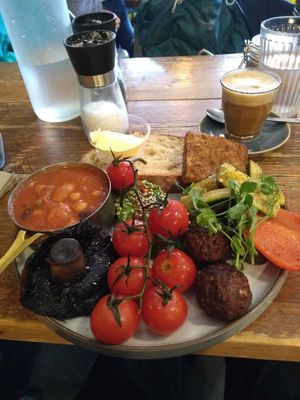 Vegan brunch, January 2023. (and don't miss the equally amazing peanut butter and oreo torte!) at The Curious Kitchen in Brixham