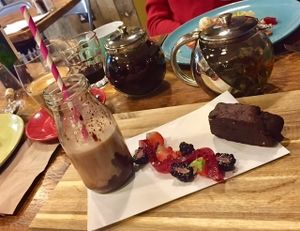 Brownie and shake at The Curious Kitchen in Brixham