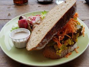 Smashed chickpea sandwich at The Curious Kitchen in Brixham