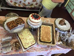 a Fabulous Vegan Dessert Spread including Carrot Cake-gluten free too, Banana Blueberry Almond Loaf, Almond fudge brownies & more! at Bambi's Country Farm Market in High Springs