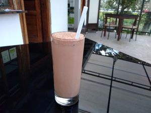 Chocolate milkshake (milkshakes don't have ice cream in Ecuador) at Fratello Vegan in Cuenca