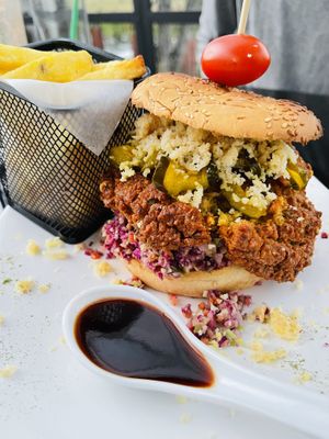 Crusty burger  at Fratello Vegan in Cuenca