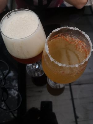 Craftbeer and another one with chili and salt at Fratello Vegan in Cuenca