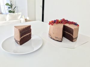 Beautiful and delicious! Made to order chocolate and raspberry cake. Always pleased with Beans and More! ❤️ at Beans&more in Jyvaskyla