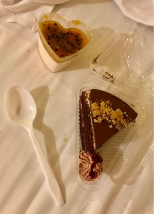 Organic soy yoghurt with passion fruit & chocolate cake sooo good  at Blossom Rena Vegan Cafe 貝多蕾納 in Taipei