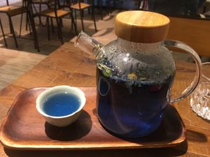 Pea flower tea  at Blossom Rena Vegan Cafe 貝多蕾納 in Taipei