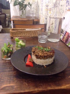 Vegan Braised Pork Rice! Amazing! at Blossom Rena Vegan Cafe 貝多蕾納 in Taipei
