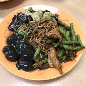 Mixed Vege noodles  at Kong Meng San Phor Kark See Monastery in Central Singapore