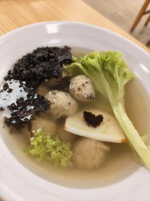 Herbal mushroom soup at Kong Meng San Phor Kark See Monastery in Central Singapore