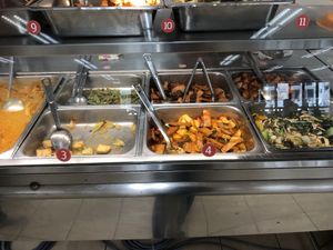 Mixed rice dishes  at Kong Meng San Phor Kark See Monastery in Central Singapore