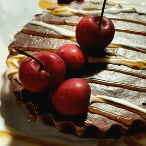 Delicious fresh cherry and chocolate ganache Tart at Peace of Eden in Knysna