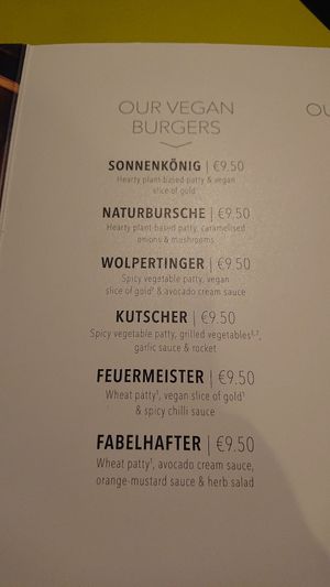 Vegan menu, August 2019 at MUC - Hans im Glück - T2 in Munich
