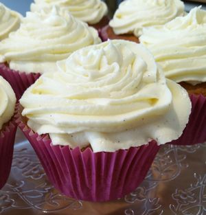 Gorgeous vanilla cupcakes.  at The Accidental Vegan Cafe in Honiton