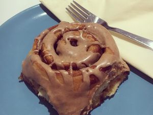 Heavenly Cinnamon Buns at The Accidental Vegan Cafe in Honiton