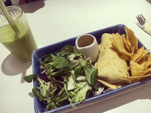 Delicious Breakfast Burrito at The Accidental Vegan Cafe in Honiton