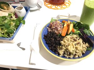 Buddha bowl! Nom nom nom at The Accidental Vegan Cafe in Honiton