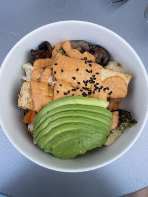 Savory bowl with tofu at Nourish Cafe in San Francisco