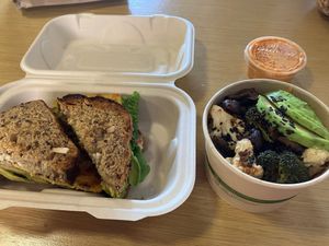 Frittata Sandwich with Savory Breakfast Bowl at Nourish Cafe in San Francisco