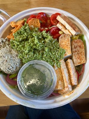 Mission Chimichurri Bowl with tofu at Nourish Cafe in San Francisco