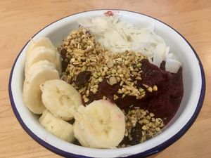 Acai Bowl (w. banana, crunchy granola and coconut) at Nourish Cafe in San Francisco