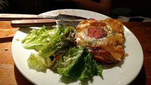 Vegetarian lasagna - comes with salad at Hobgoblin - Roppongi in Tokyo