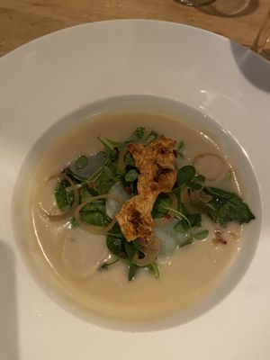 Soup with ‘aardpeer’: very good  at Morris and Bella in Amsterdam