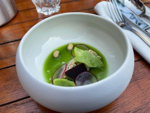 Amuse bouche - expect fresh and grassy! at Morris and Bella in Amsterdam