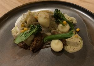 Main course with pointed cabbage: quite nice  at Morris and Bella in Amsterdam