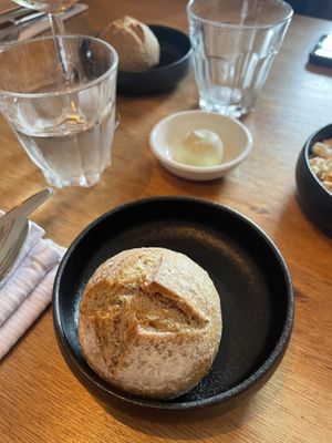 Bread and vegan wild garlic butter   at Morris and Bella in Amsterdam