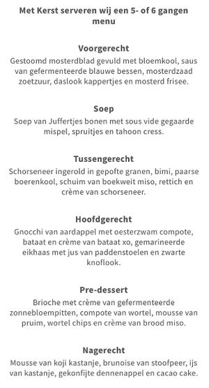 Menu Christmas 2025  at Morris and Bella in Amsterdam