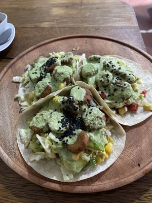 Quite delicious falafel taco dish   at Luz de Mar in Rurrenabaque