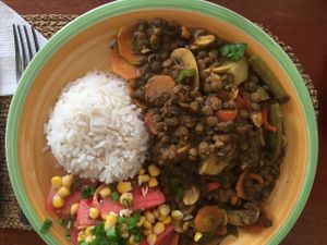 Breakfast plate at Luz de Mar in Rurrenabaque