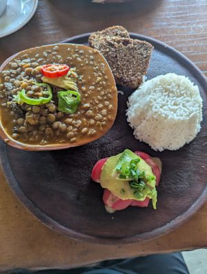 Lentil stew, yummy! Lots of flavour at Luz de Mar in Rurrenabaque