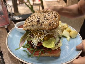 Vegan burger  at S'Hortet in Mallorca