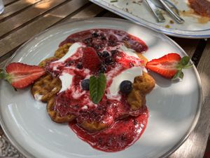 Sweet potatoes wafle  at S'Hortet in Mallorca