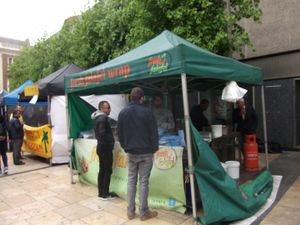 Falafel stand. Best on Thursday. The one on Friday is not that good.  at Lyric Square Market in West London